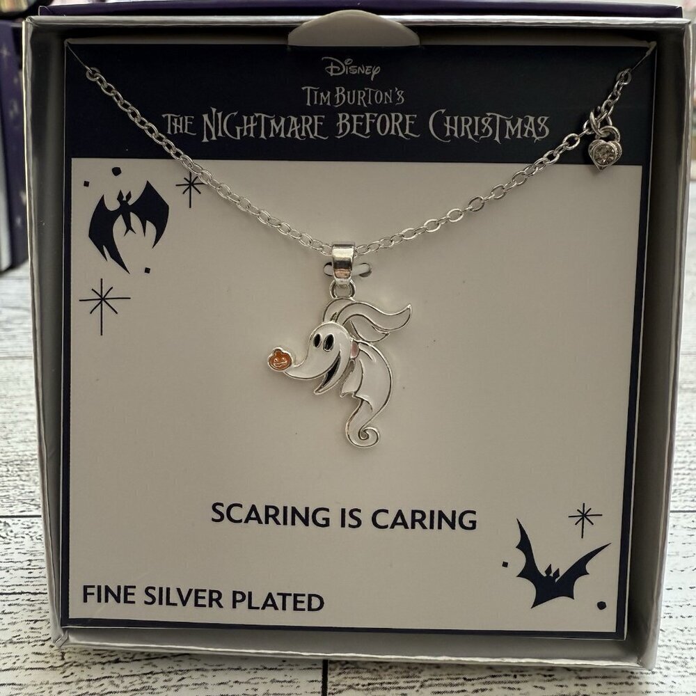 Tim Burton Nightmare Before Christmas Zero Necklace Scaring is Caring Halloween - Picture 2 of 5